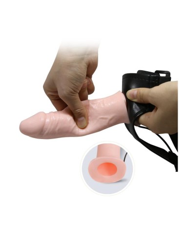 Arnes con Dildo Hueco y Vibracion 155 x 42 cm Natural