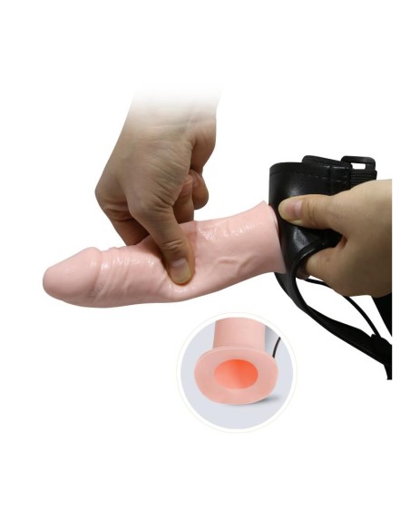Arnes con Dildo Hueco y Vibracion 155 x 42 cm Natural