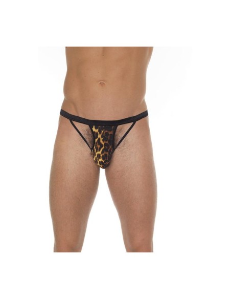 Tanga con Tiras Negro y Leopardo Talla unica