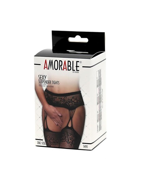 Medias de Liga Rejilla Negras Talla Unica