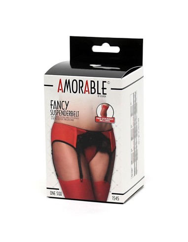 Liguero con Braguitas y Medias Rojo y Negro