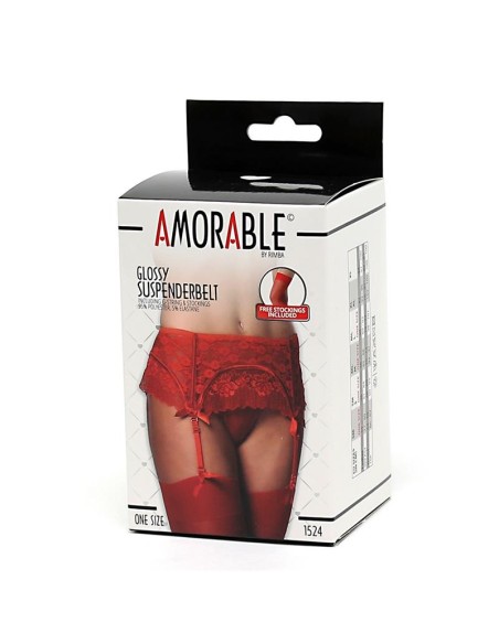 Liguero con Tanga y Medias Rojo