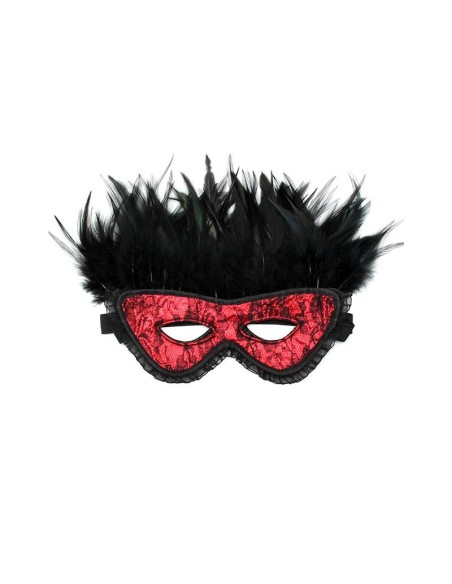 Mascara de Lujo con Plumas Rojo