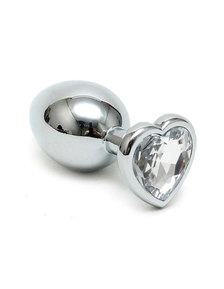 Plug Anal Acero Inox Cristal Corazon Transparente