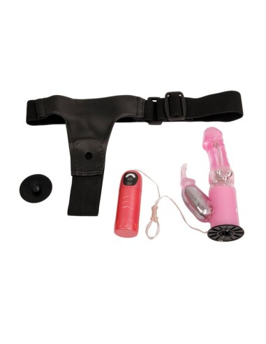 Baile Arnes con Dildo Vibrador Rosa 18 cm