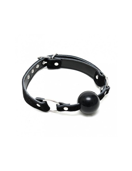 Mordaza Cuero y Silicona Negro