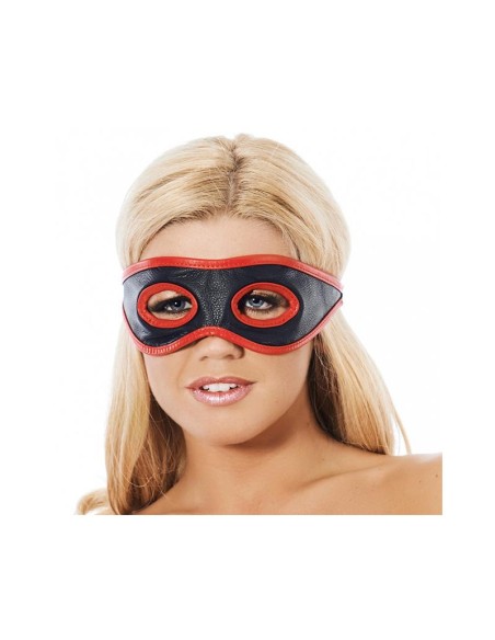 Antifaz Cuero con Aberturas en los Ojos Rojo y Negro