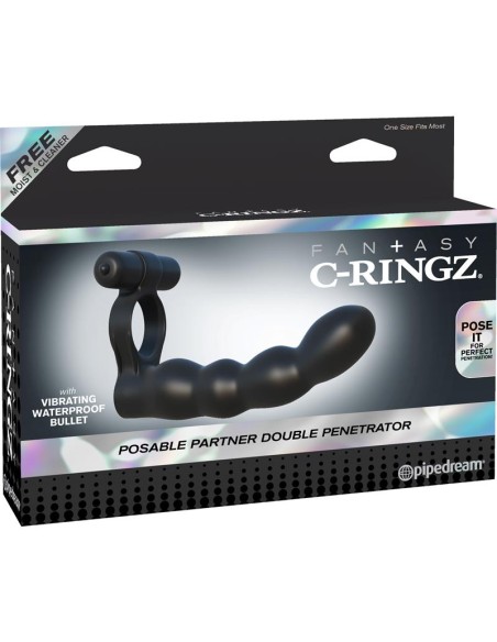 Fantasy C Ringz Anillo Doble Penetrador Flexible Negro