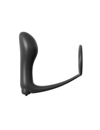 Plug Vibrador con Anillo Pene Color Negro