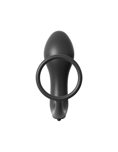Plug Vibrador con Anillo Pene Color Negro