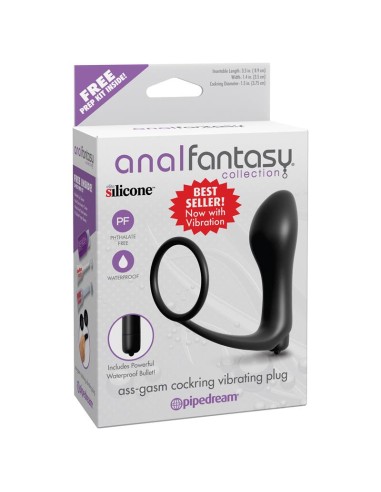 Plug Vibrador con Anillo Pene Color Negro