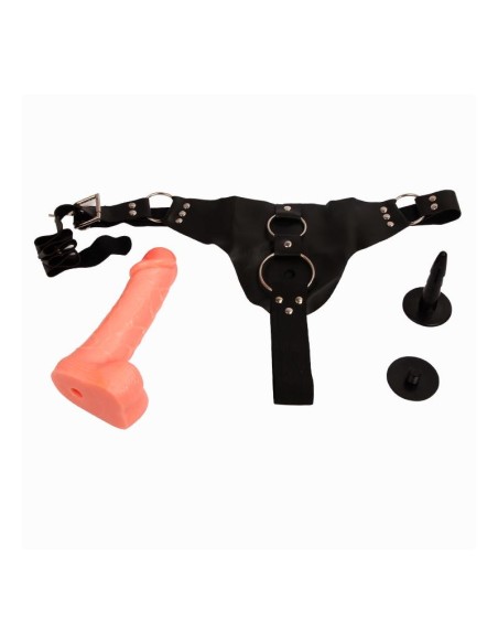 Arnes con Dildo y Testiculos Natural 183 cm