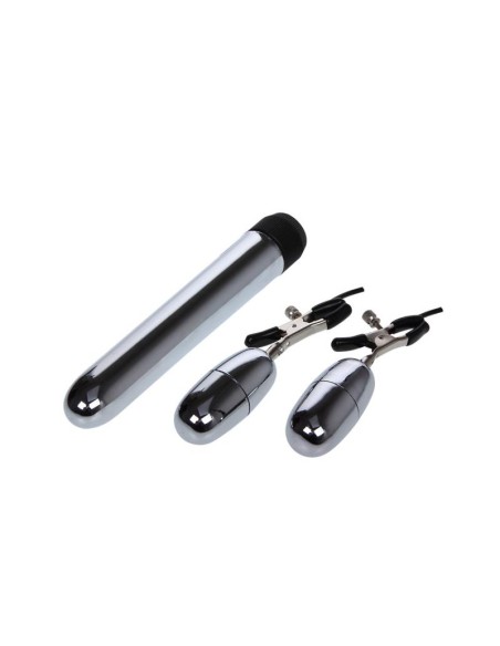 Baile Set Bala Vibrador y Pinzas para Pezones con Vibracion Turbo