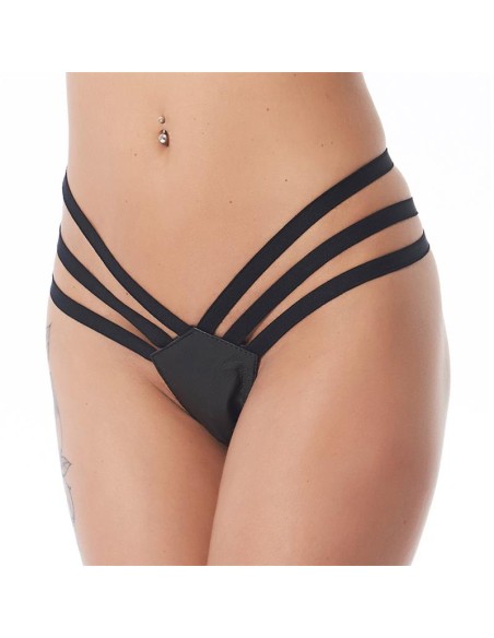Tanga Cuero Negro Talla unica