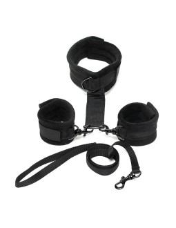 Collar y Esposas Desmontables Negro Ajustables