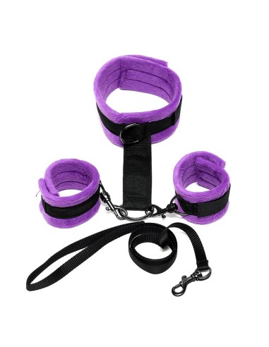 Collar y Esposas Desmontable Purpura Ajustable