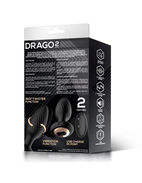Drago Plug Anal Vibracion Movimiento Twister 360º y Control Remoto
