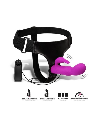 Hymax Arnes con Dildo Vibrador con Conejito y Control Remoto