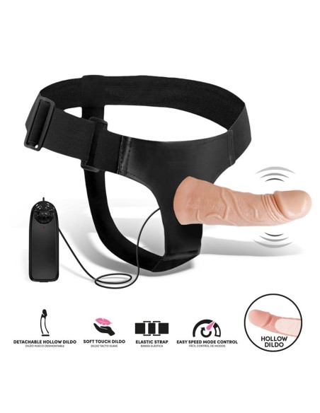 Eleto Arnes con Dildo Hueco Desmontable Vibracion y Control Remoto