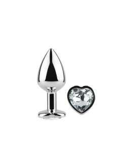 Plug Anal de Metal Corazon Transparente Talla S 2