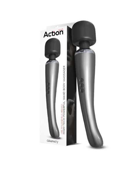 Graphity Wand Masajeador High Tech Super Potente Inalambrico USB Color Grafito Silicona