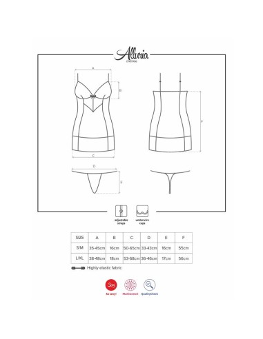 Alluria Chemise y Tanga Color Negro