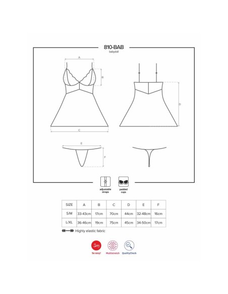 810 BAB 2 Babydoll y Tanga Color Blanco