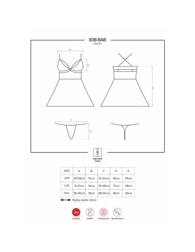 838 BAB 3 Babydoll y Tanga Color Rojo