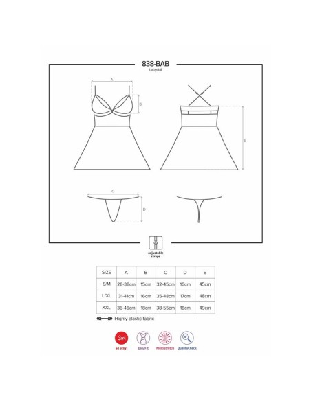 838 BAB 3 Babydoll y Tanga Color Rojo