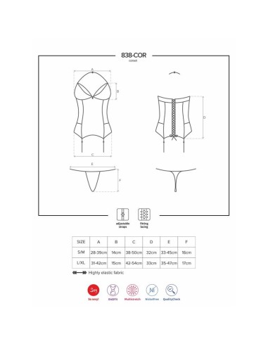 838 COR 3 Corset y Tanga Color Rojo