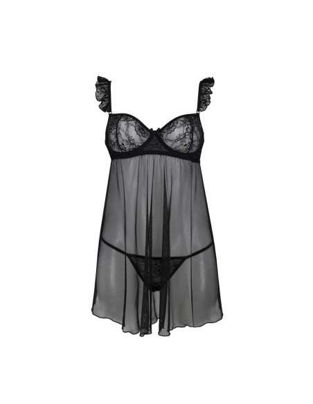 Milagros Chemise y Tanga Negro