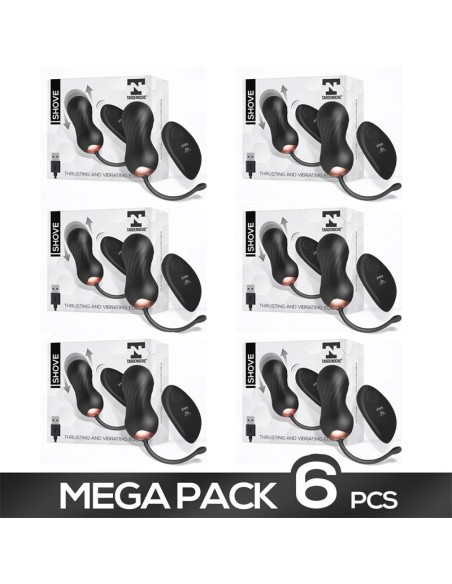 Pack de 6 Shove Huevo con Movimiento Thrusting y Vibrador Control Remoto