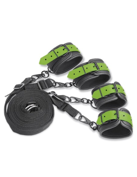 Set de Ataduras para la Cama con Esposas que Brillan en la Oscuridad