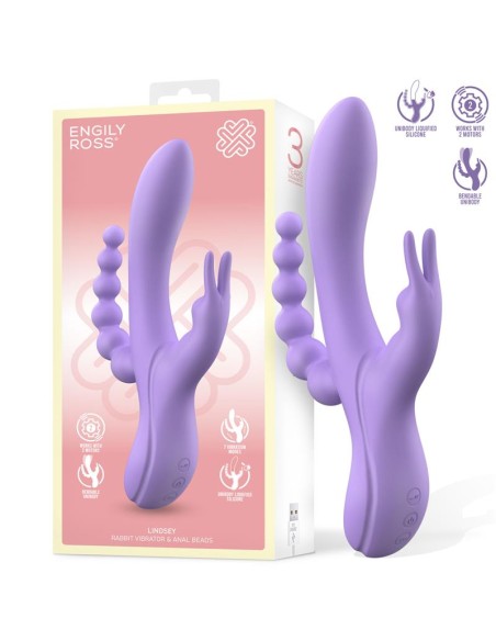 Lindsay Vibrador con Cadena Anal Silicona Liquida Unibody Flexible 2 Motores