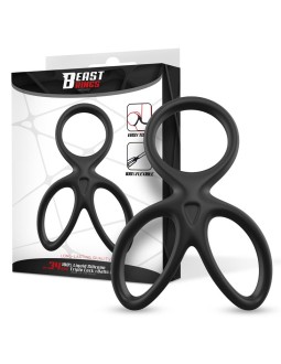 Anillo Triple Pene y Testiculos Silicona Liquida Flexible