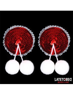 Pezoneras con Lentejuelas Rojas y Pompones Blancos