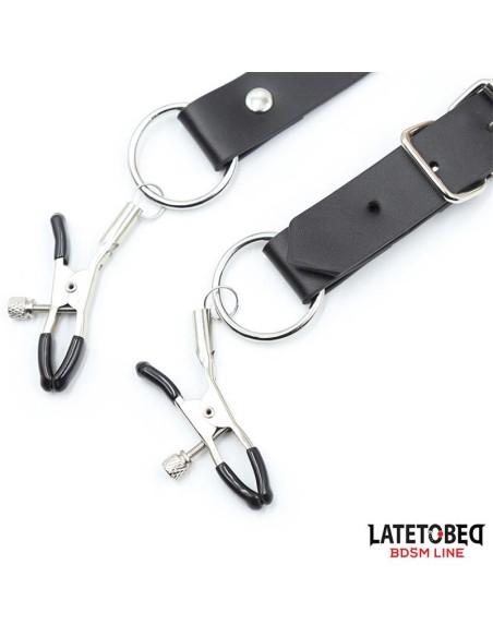 Correas de Bondage para Piernas con Pinzas para Clitoris