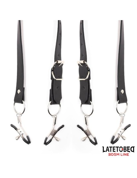 Correas de Bondage para Piernas con Pinzas para Clitoris