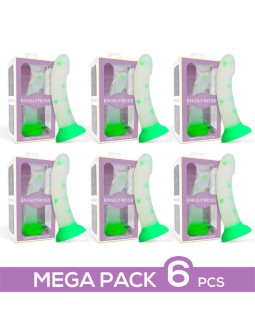 Pack 6 Dildo que Brilla en la Oscuridad Confetti Star 17 cm