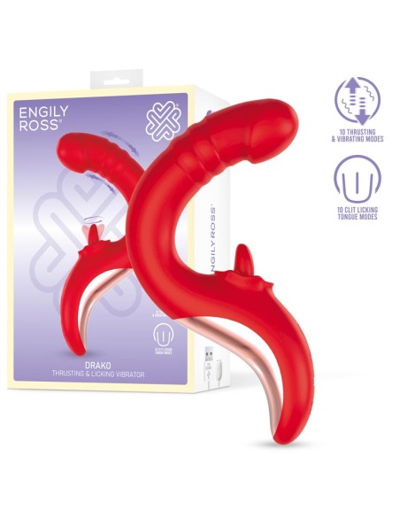 Drako Vibrador con Thrusting y Lengua Oscilante 360º