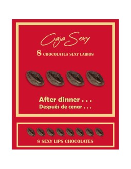 Caja Roja Sexy Forma de Labios Chocolate Negro 8 unidades