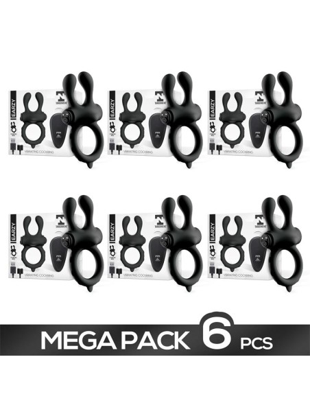 Pack de 6 Earzy Anillo Vibrador con Control Remoto USB Magnetico Silicona