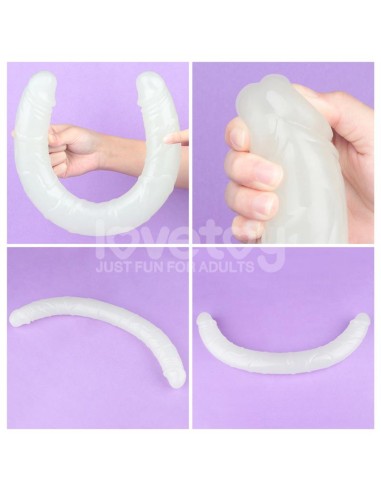 Dildo Doble Lumino Luz Azul 185