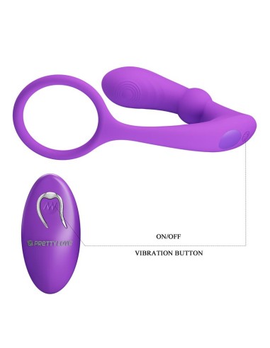 Warren Plug Anal y Anillo para el Pene con Vibracion y Pulsacion a Control Remoto