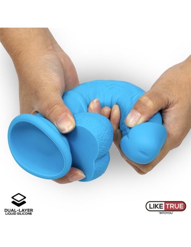 Dildo Realista Silicona Liquida Dual Layer 8 Azul