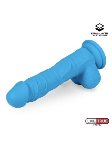 Dildo Realista Silicona Liquida Dual Layer 8 Azul