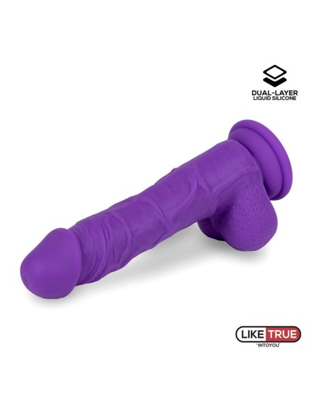 Dildo Realista Silicona Liquida Dual Layer 8 Purpura