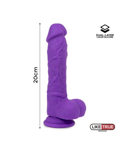 Dildo Realista Silicona Liquida Dual Layer 8 Purpura