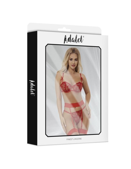 Zoey Set Sujetador Tanga y Liguero con Corazones Rojo